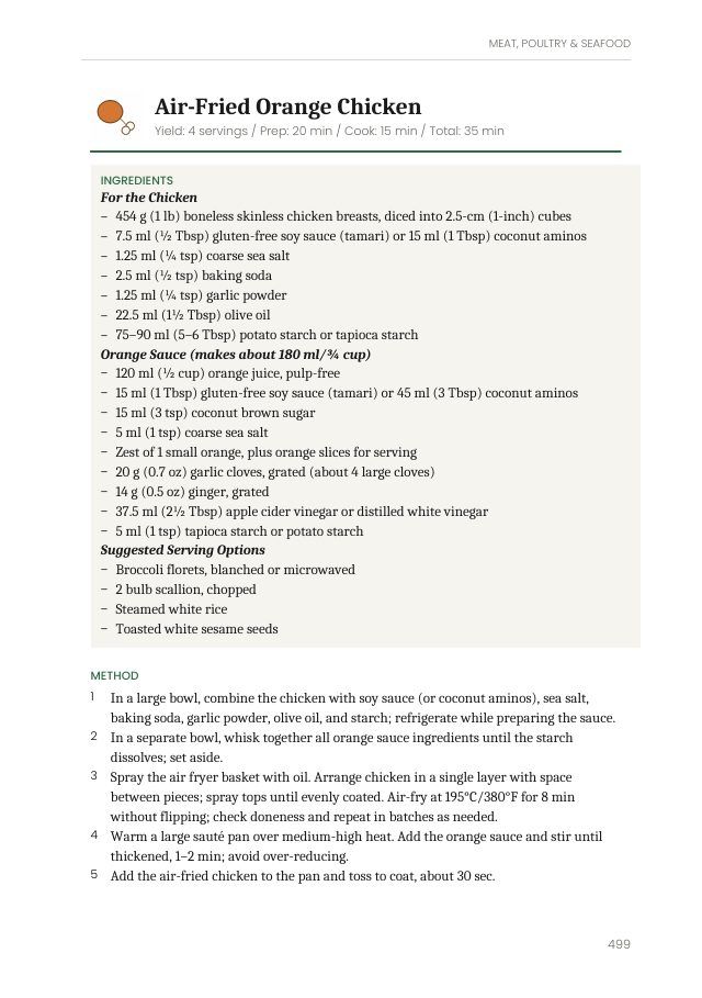The air-fried orange chicken recipe page