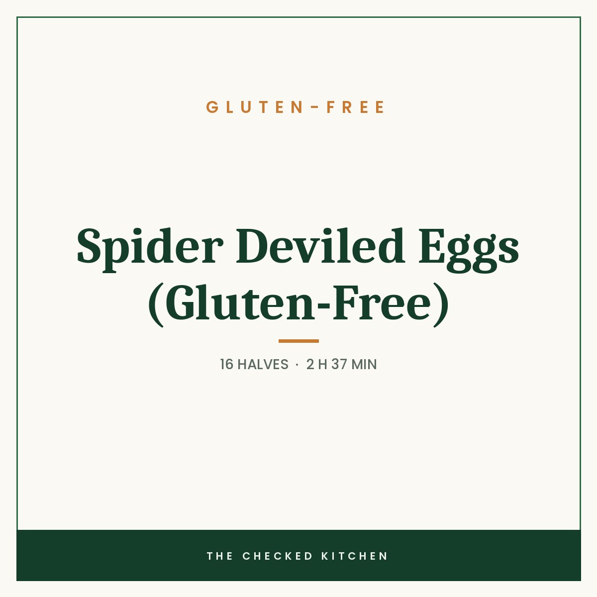 Spider Deviled Eggs (Gluten-Free), a recipe card from The Checked Kitchen